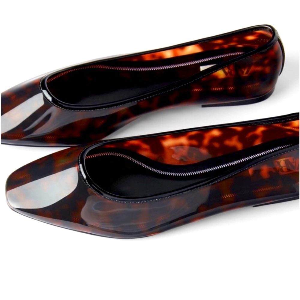 Zara tortoise ballet flats 38 7.5 NWOT